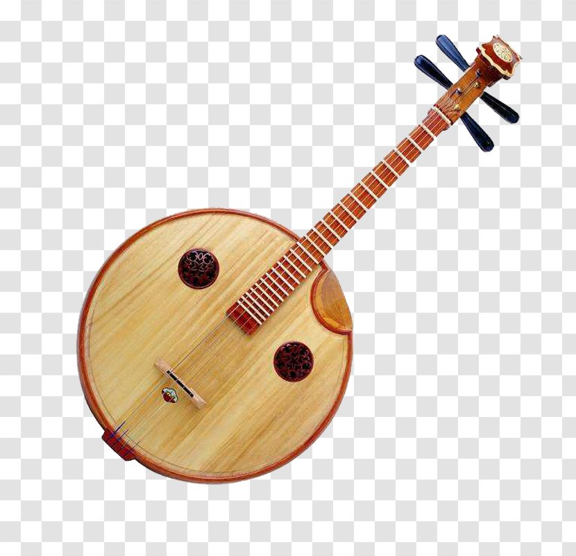 Musical Instrument Ruan String Yueqin Chinese Orchestra - Watercolor - Wood Color Wind Ruanqin Transparent PNG