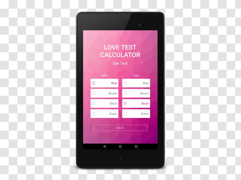 Love Calculator Prank Screenshot Android Handheld Devices - Magenta Transparent PNG