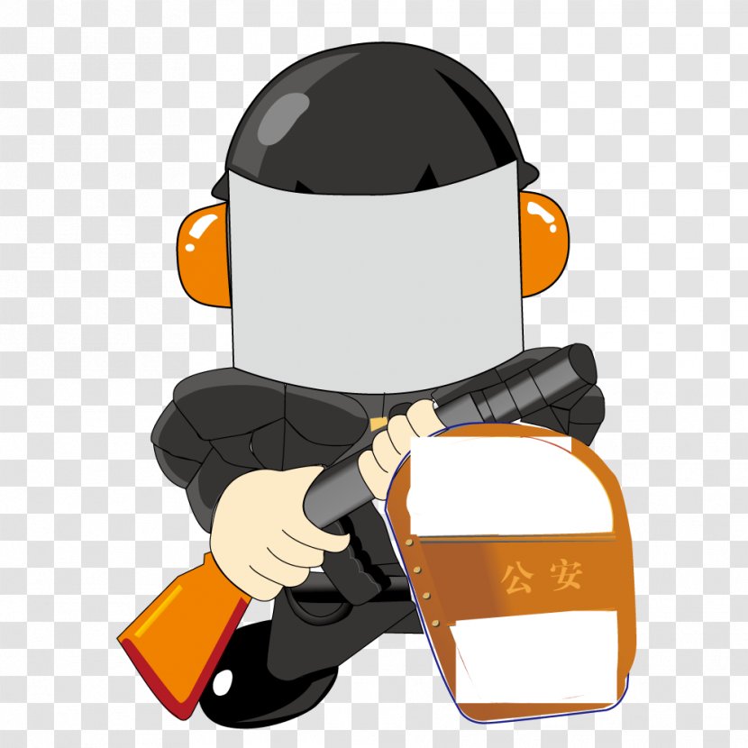 Police Officer Cartoon People's Armed - With Shield And Spear Transparent PNG