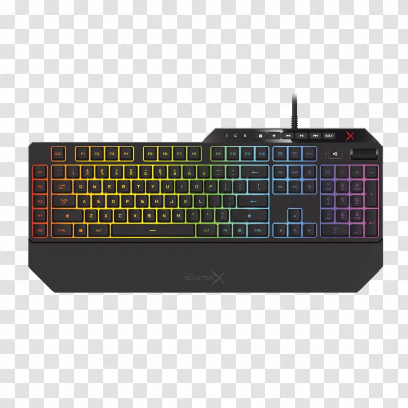 Computer Keyboard Creative Technology Sound BlasterX Vanguard K08 Labs Cards & Audio Adapters SBX RGB Gaming - Input Device - Mouse Transparent PNG