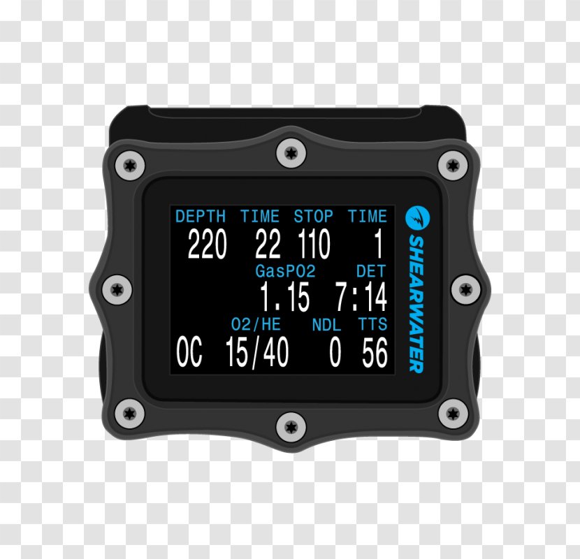 Dive Computers Underwater Diving Shearwater Research Electronics Trimix - Petrel - X Display Rack Transparent PNG