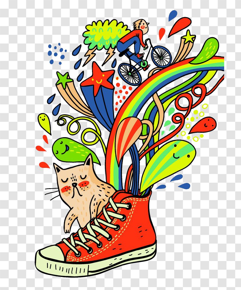 T-shirt Cartoon Shoe Converse - Boy - Free To Pull The Material Will Also Be Sprayed Rainbow Shoes Transparent PNG