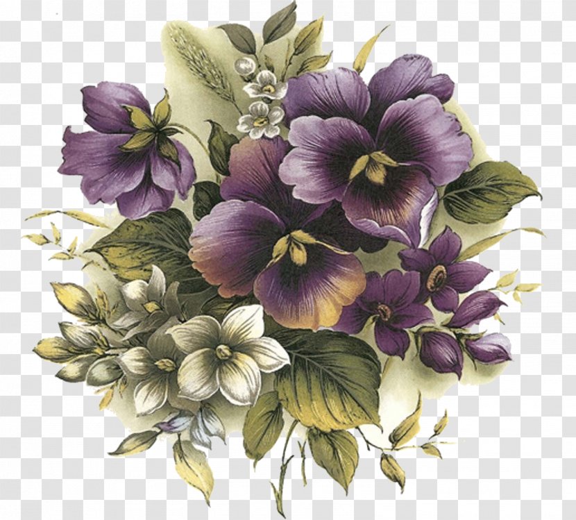 Drawing Decoupage Pansy Flower - Gown Transparent PNG