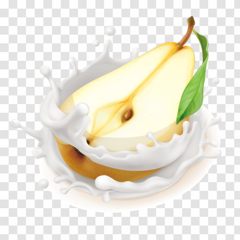 Ice Cream Milk Pear Fruit - Toppings - Vector Transparent PNG