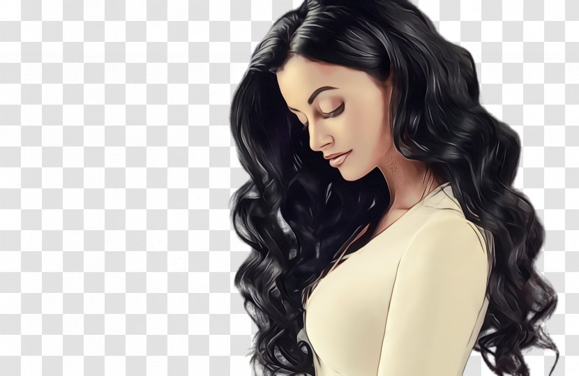 Hair Black Hairstyle Long Wig - Chin - Costume Transparent PNG