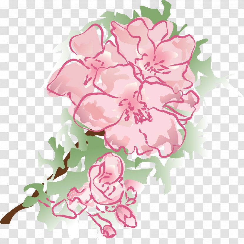 Mother's Day Pink Flowers Clip Art - Flora - Plum Transparent PNG