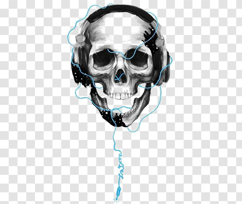 Headphones Skull - Heart - Skeleton Wearing Transparent PNG