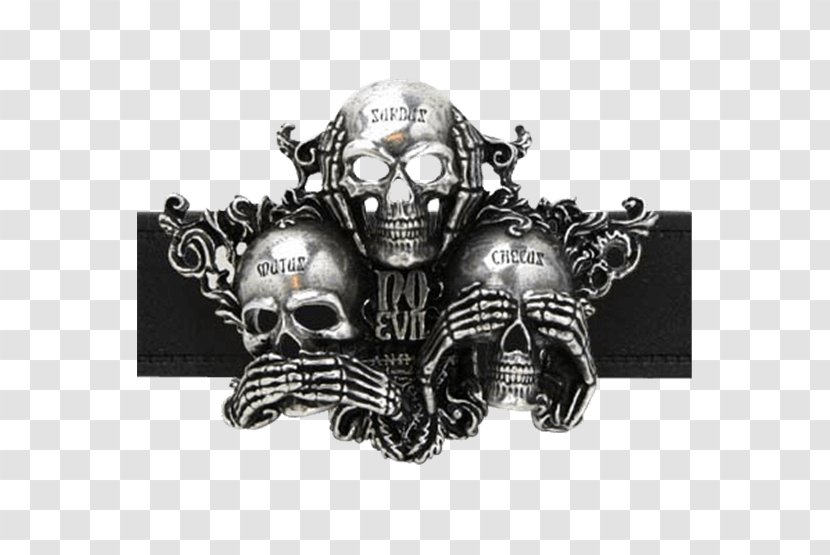 Three Wise Monkeys Human Skull Symbolism Death Evil - Belt Transparent PNG