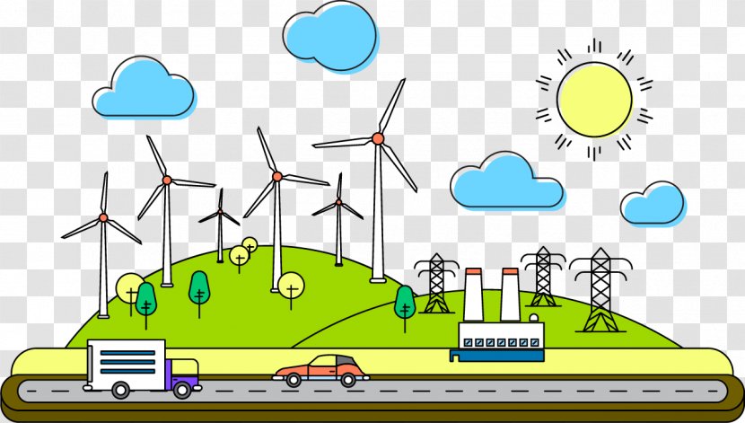 Energy Power Station Wind - Solar - Vector Green Transparent PNG