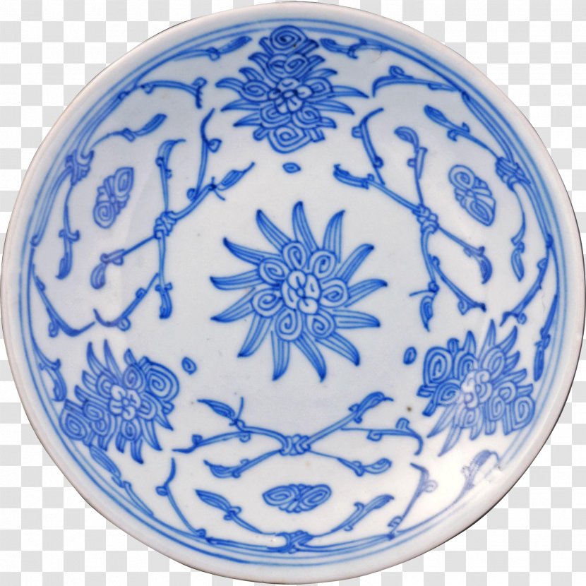 Blue And White Pottery Tableware Porcelain Plate Ceramic - Cobalt Transparent PNG