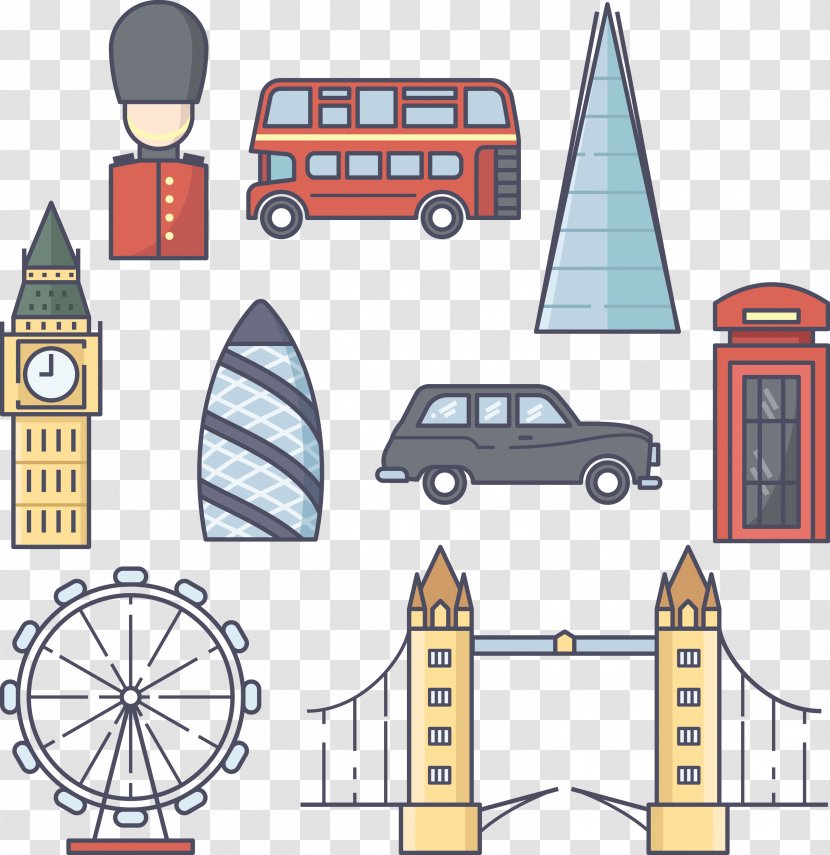 Big Ben Tower Bridge London Eye City Of - Silhouette - British Taxi Travel Transparent PNG