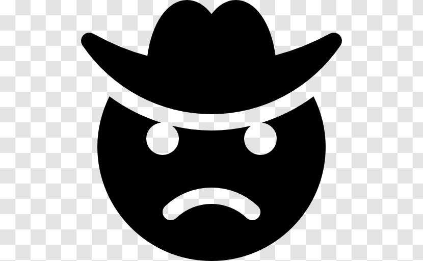 Cowboy Hat Emoticon Clip Art - Black And White - Smiley Transparent PNG