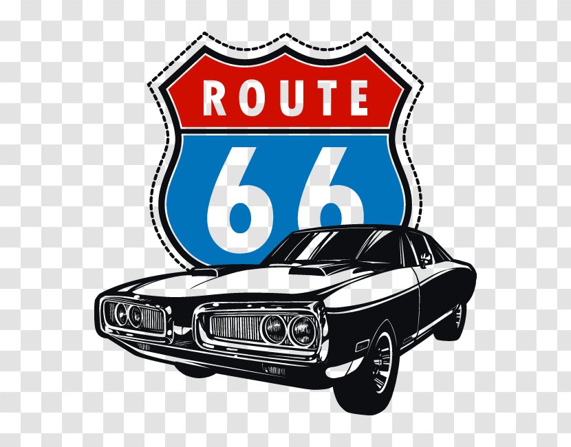 U.S. Route 66 Phonograph Record Logo Car Los Angeles - Sticker Transparent PNG