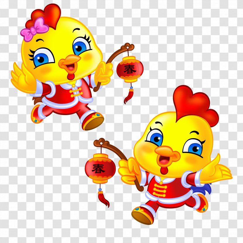 Chicken Chinese Zodiac New Year Rooster - Emoticon - Spring Cute Baby Elements Transparent PNG