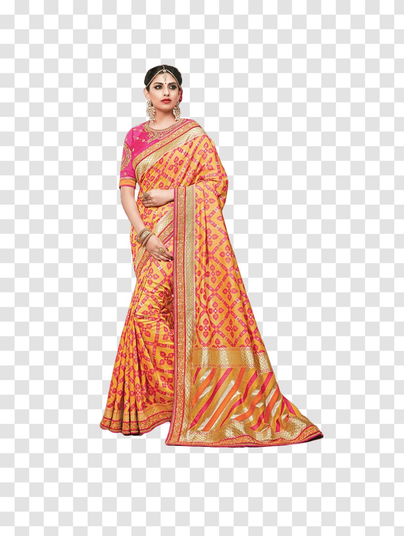 Sari Silk Textile Arts Georgette Color - Peach - Dress Transparent PNG