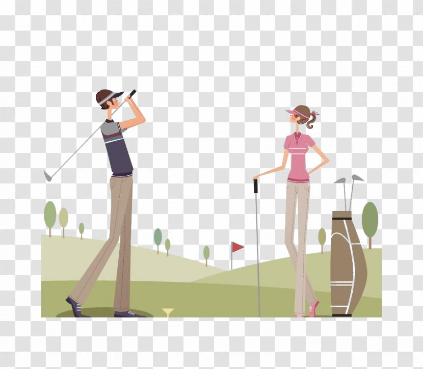 Golf Royalty-free - Heart - Cartoon Men And Women Play Transparent PNG