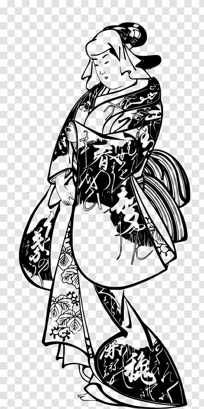 Woodblock Printing In Japan Kimono Woman Clip Art - Headgear Transparent PNG