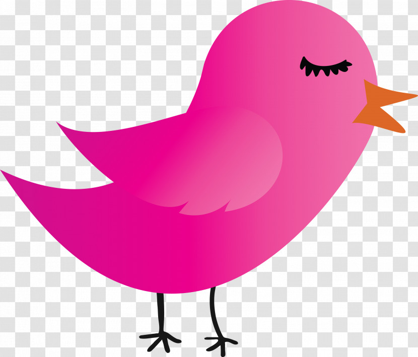 Pink Bird Cartoon Beak Water Bird Transparent PNG