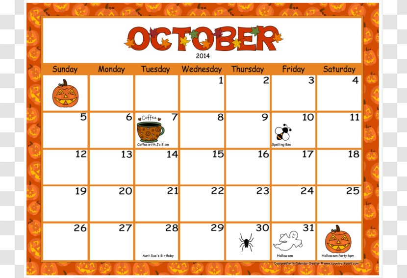 Online Calendar October Clip Art - Website - 2015 Cliparts Transparent PNG