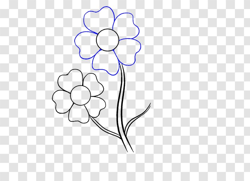 Drawing Line Art Cartoon Sketch - Black And White - Hand Draw Flower Transparent PNG