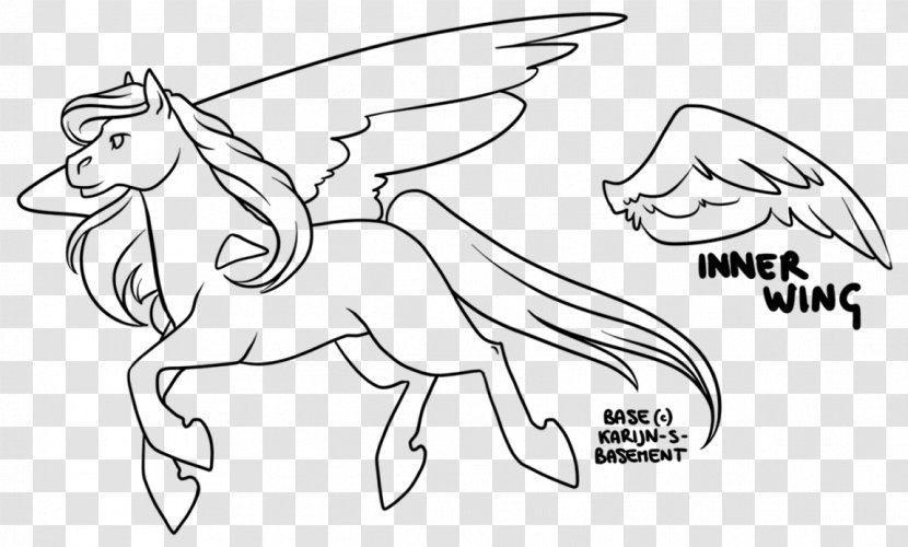 Line Art Mustang Pegasus Drawing Unicorn - Flower Transparent PNG