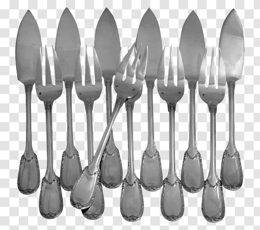 Cutlery Spoon Sterling Silver Fork - Monochrome Photography Transparent PNG