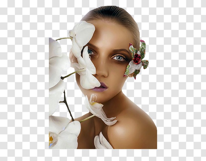 White Mirror Image Wedding Dress Lip - Face - Flower Orchid Transparent PNG