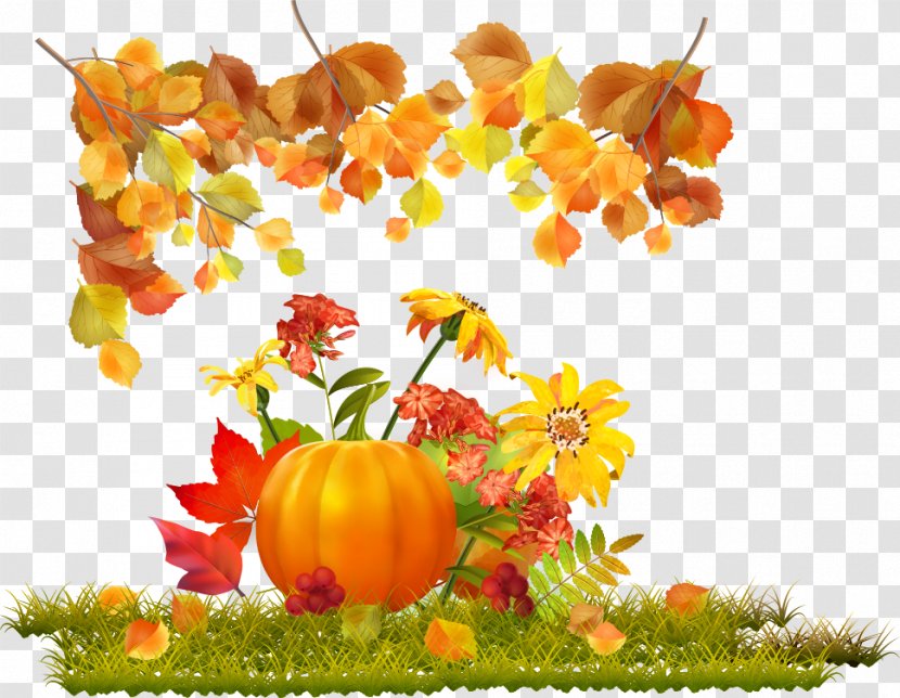 Autumn Download - Flower Arranging - Vector Leaves And Pumpkins Transparent PNG