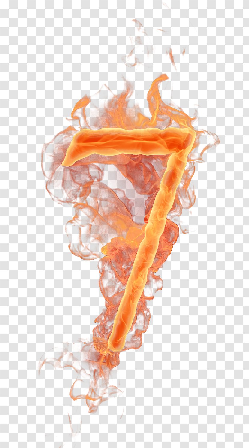 Red Flame Number Seven - Digital Data - Orange Transparent PNG