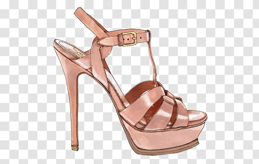 Shoe Fashion Illustration Drawing High-heeled Footwear - Highheeled - Hand-painted Heels Transparent PNG