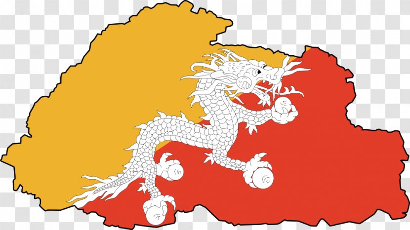 Flag Of Bhutan Map National Symbols - World Clipart Transparent PNG