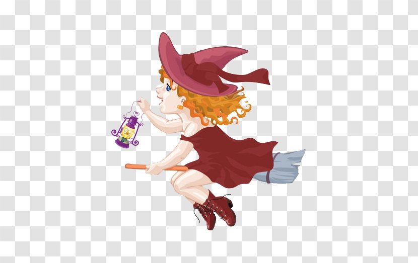 Boszorkxe1ny Cartoon Illustration - Flower - Flying Little Witch Transparent PNG