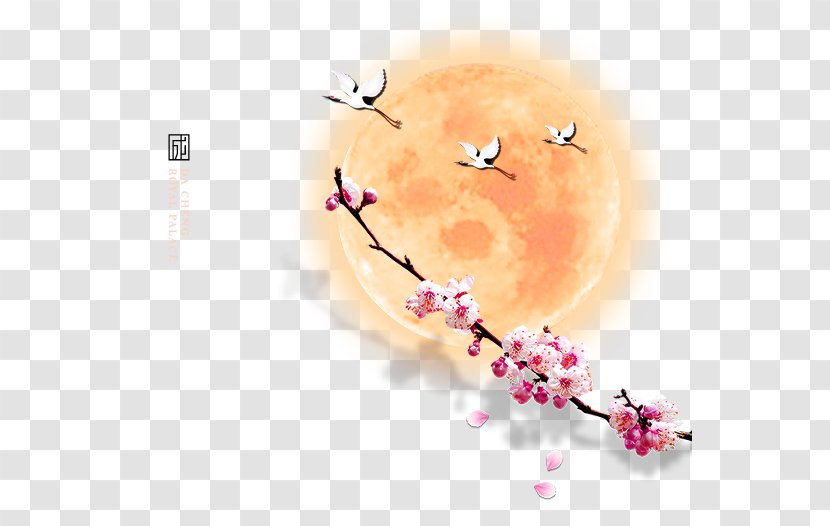Plum Blossom Icon - Frame - Pink And Fresh Moon Flower Pattern Transparent PNG