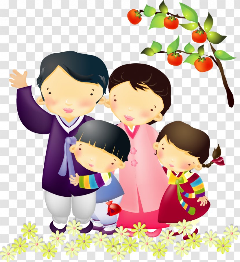South Korea Family Cartoon Illustration - Photography - Vector Couple With Daughter Transparent PNG