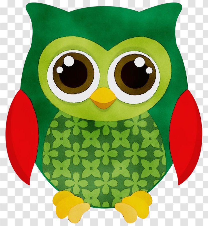 Owl Green Cartoon Yellow Clip Art - Paint - Bird Of Prey Transparent PNG