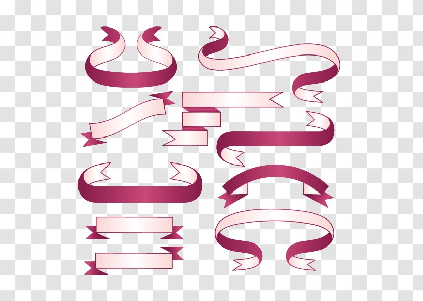 Ribbon Adobe Illustrator Clip Art - Magenta - Vector Purple Decorative Pattern Transparent PNG