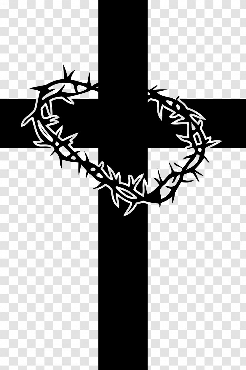 Crown Of Thorns Clip Art Christian Cross Vector Graphics Image - Blackandwhite - Symbol Transparent PNG