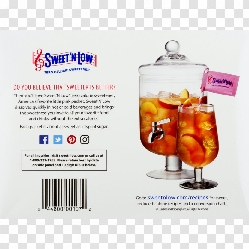 Orange Drink Sweet'n Low Lemonade Sugar Substitute Calorie - Ingredient Transparent PNG