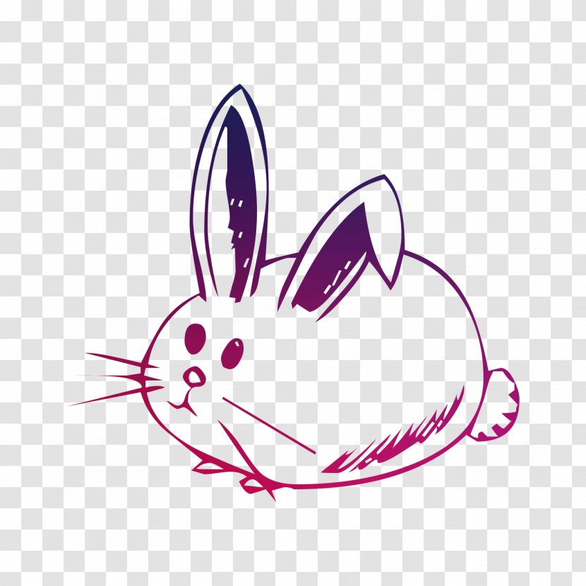 Domestic Rabbit Easter Bunny Illustration Product Whiskers - Violet - Line Art Transparent PNG