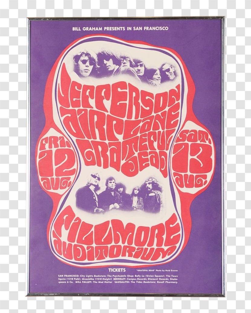 The Fillmore Avalon Ballroom Jefferson Airplane Psychedelia Concert - Victor Moscoso - Grateful Dead Transparent PNG