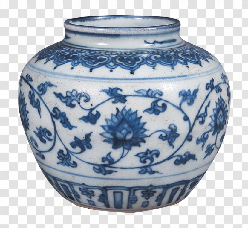 Blue And White Pottery Porcelain - Ceramic - Ching Ming Lotus Flower Pot Transparent PNG