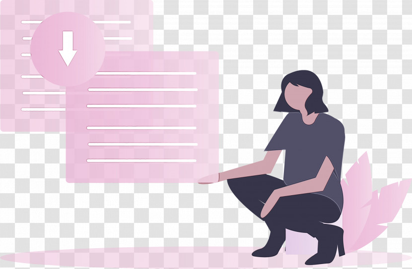 Pink Sitting Reading Hand Silhouette Transparent PNG