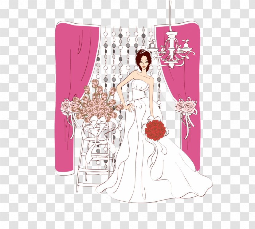 Vector Graphics Wedding Dress Bride - Gown - Summer Cartoon tree Transparent PNG