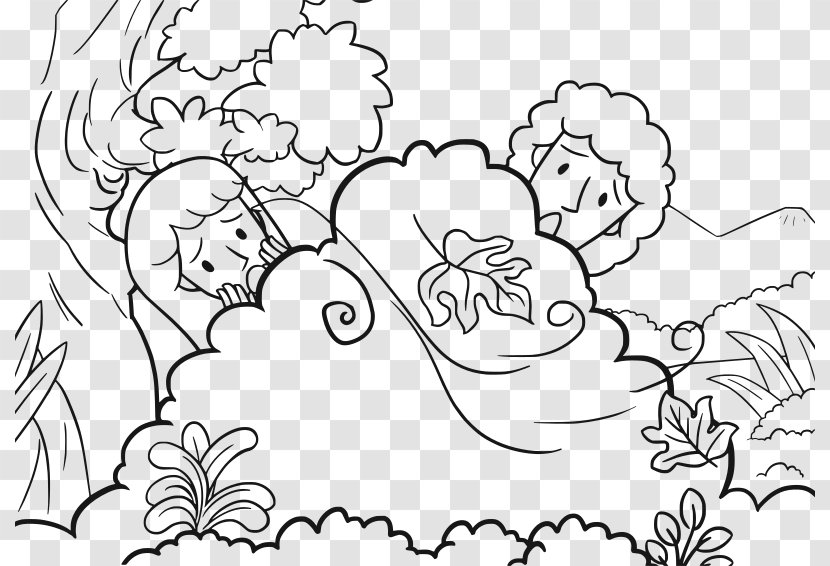 Bible Garden Of Eden Adam And Eve Coloring Book Drawing - Tree - God Transparent PNG