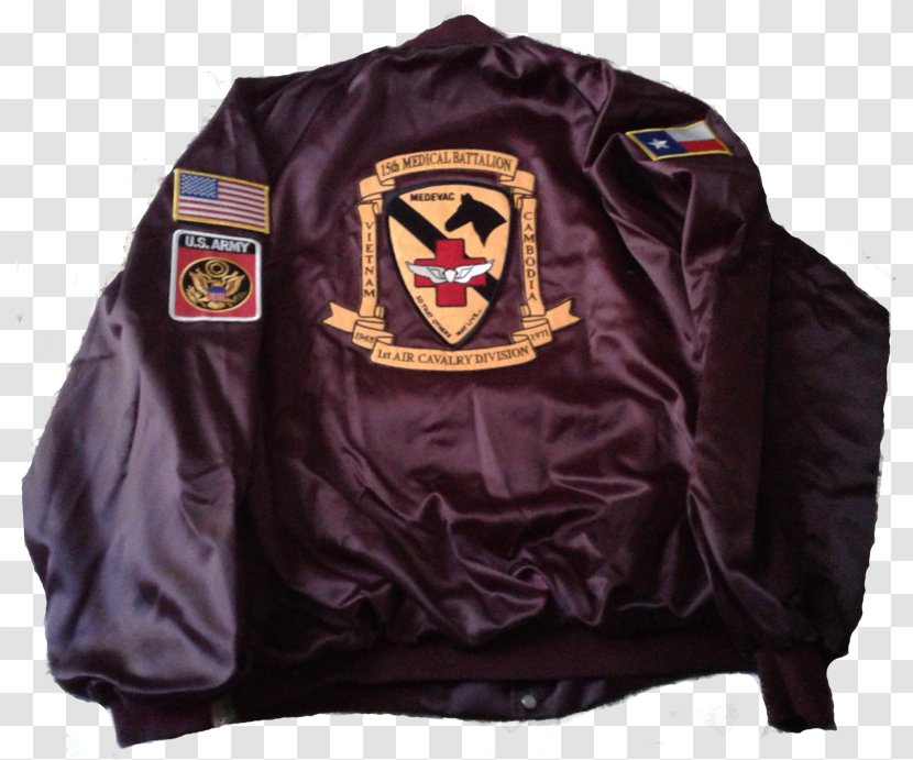 Leather Jacket 15th Medical Battalion 1st Cavalry Division - Textile Transparent PNG
