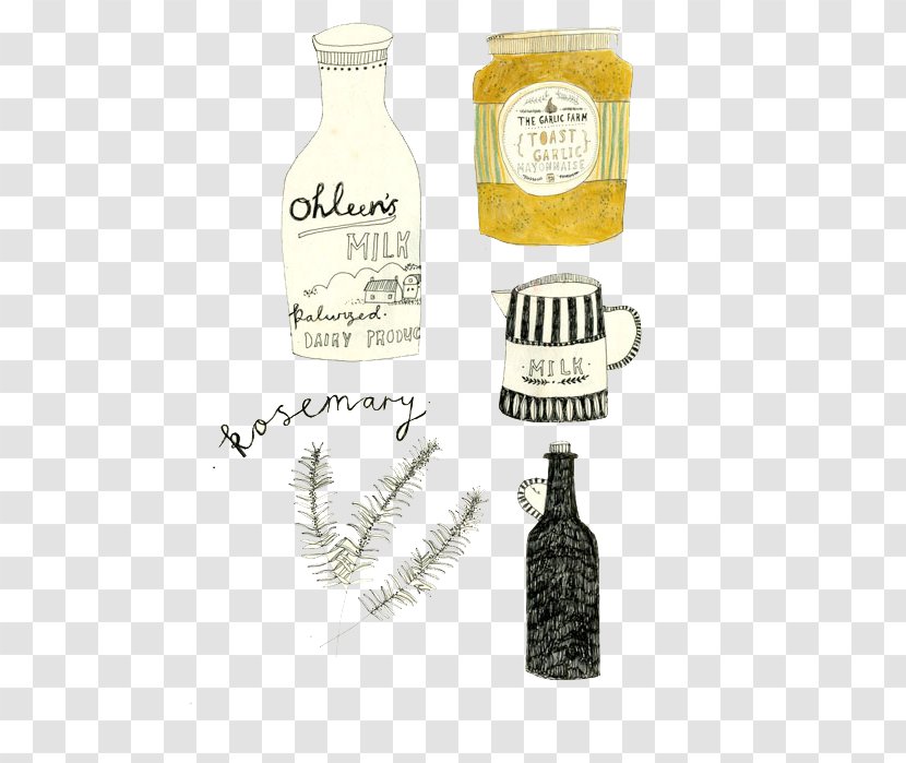 Drink Art Illustration - Wine Bottle - Hand-painted Vintage Beverage Labels Transparent PNG