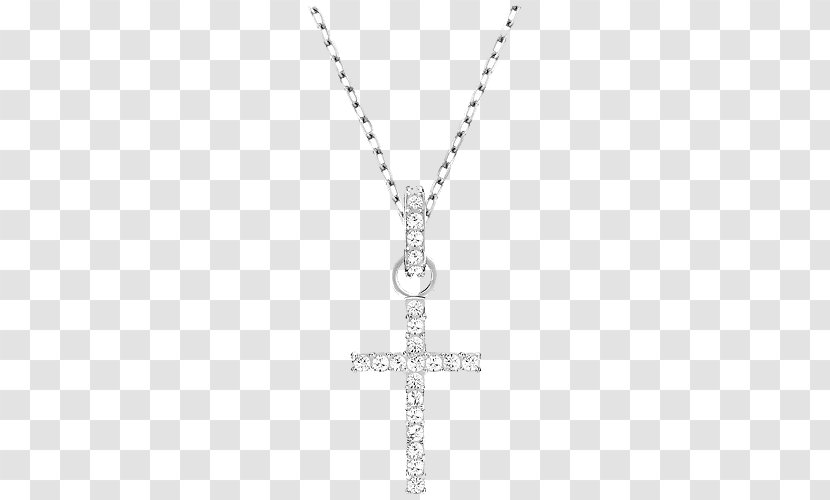 Necklace Pendant Chain Black And White Pattern - Swarovski Jewelry Cross For Women Transparent PNG