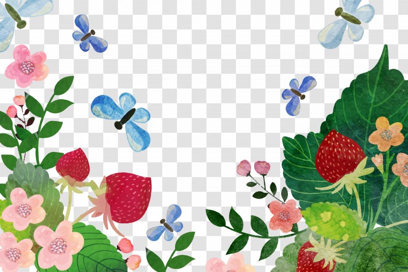 Watercolor Painting Adobe Illustrator Download Splash - Flower - Vector Floral Butterfly Decorative Pattern Strawberry Transparent PNG