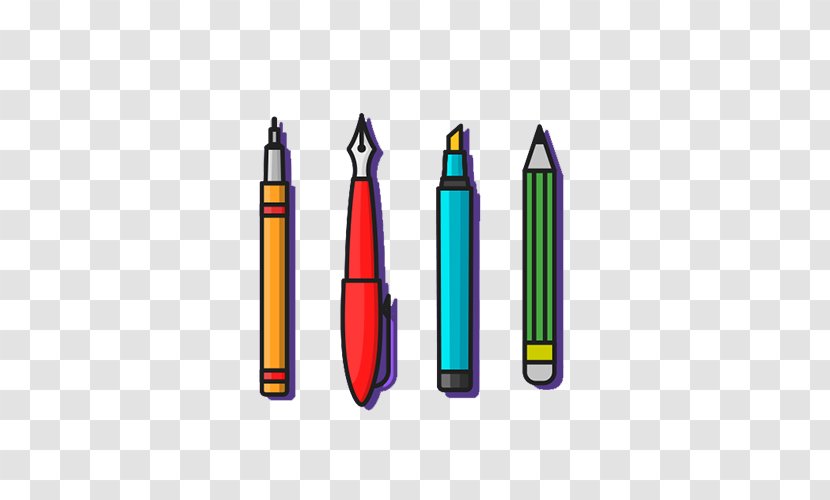 Pen Color Gratis Computer File - Office Supplies - Four Different Pens Transparent PNG