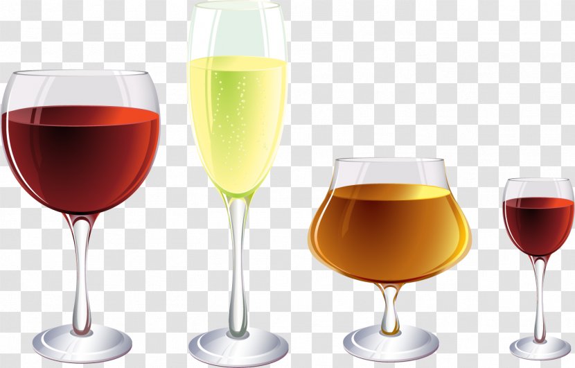 Red Wine Glass - Vecteur - Vector Hand-painted Glasses Transparent PNG